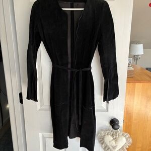 Bisou Bisou suede leather jacket with belt